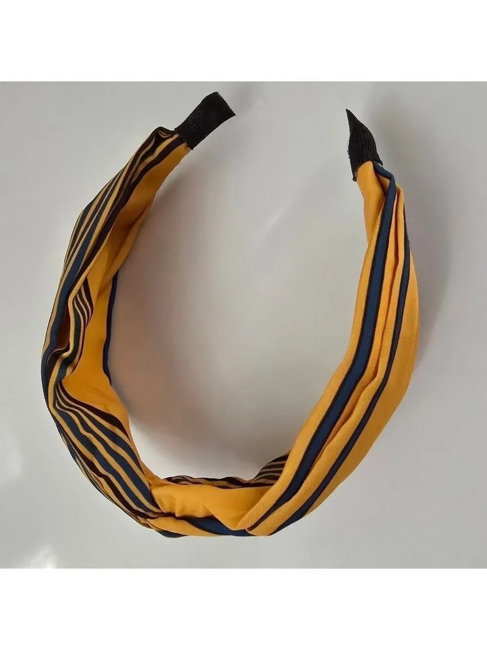 NEW Yellow Navy Blue Stripe Fabric Knot Headband